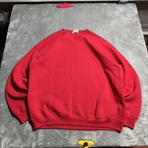 Vintage 90s Heavyweight Lee USA Crewneck Sweater XL Red Blank Retro Classic‎